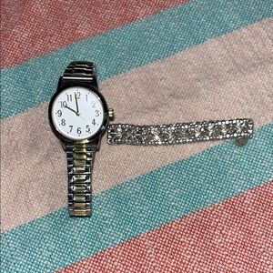 Silver and Gold Two-Tone Watch Bracelet Bundle